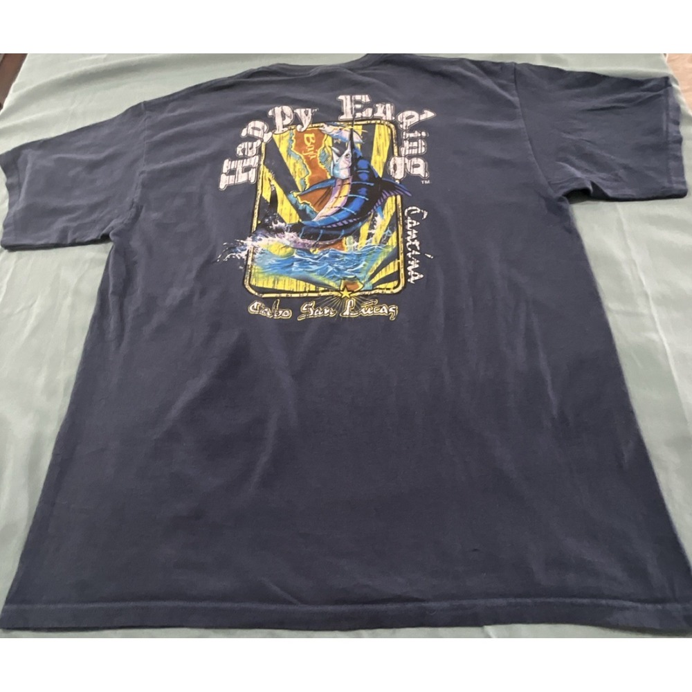 Yazbek Navy Blue Fishing Graphic Men's Crew Neck Short Sleeve T-Shirt Size XL - Picture 4 of 7